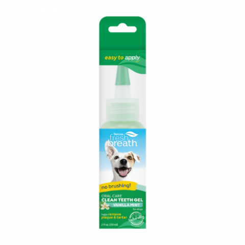 FBVMGLKT2Z TropiClean Fresh Breath No Brushing Vanilla Mint Clean Teeth Dental & Oral Care Gel for Dogs, 2oz 1